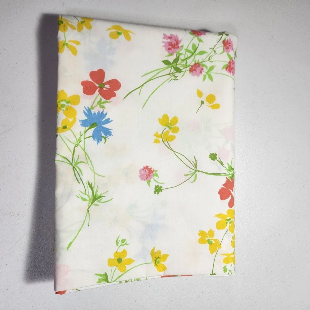 Vintage Fieldcrest Perfection Twin Flat Sheet Wildflower Botanical Floral USA